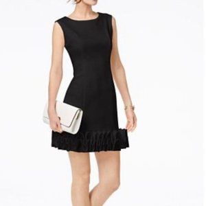 Donna Ricco Ruffle-Hem Sheath Dress, Black Size 14 - NWT